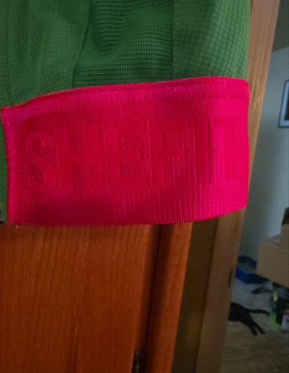 SHEFIT Green Sports Bra with Hot Pink Band - Picture 2 of 6